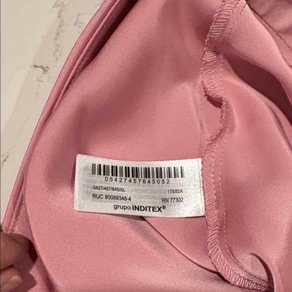 Zara Pink A-Line Satin Skirt Maxi elastic waistband - Picture 6 of 7